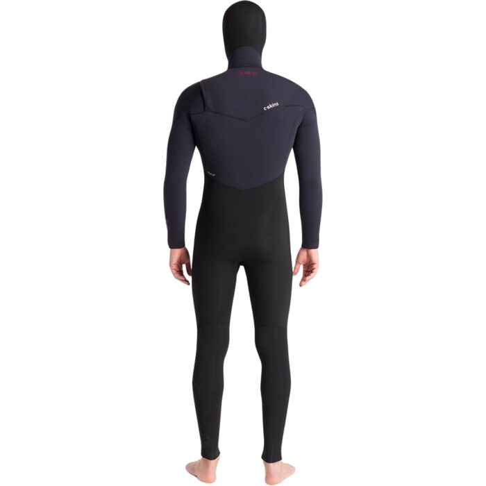 2024 C-Skins Mens NuWave ReWired 6/5mm Chest Zip Hooded Wetsuit C-NRW65MH - Black / Black x / Rust